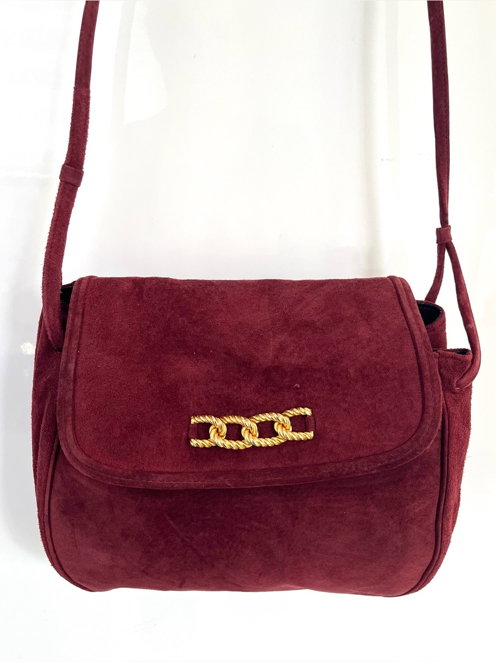 Maryann Rosenfeld Vintage Burgundy Suede Crossbody Bag